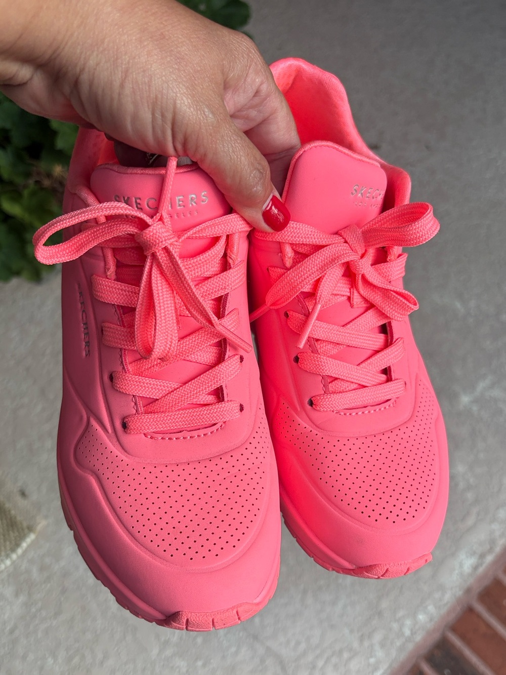 Skechers Neon Pink Lace-Up Sneakers